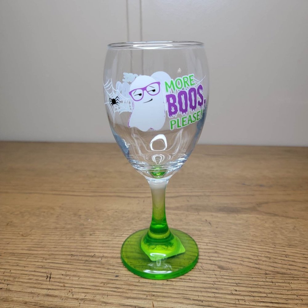 Cristar More Boos Please Stemmed Wine Glass, Green